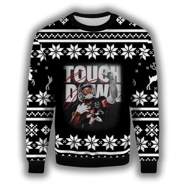 Touch Down Bijan Robinson Ugly Christmas Sweater 2