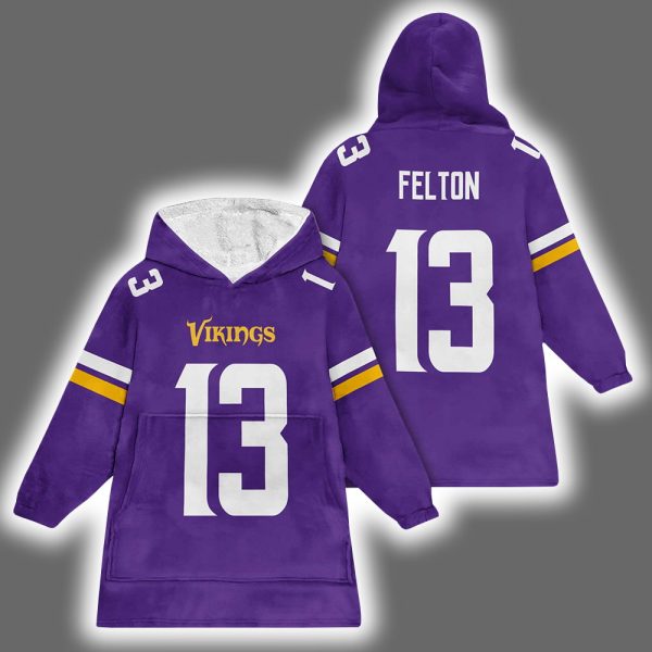 Vikings Felton 13 Football Unisex Blanket Hoodie