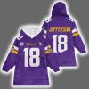 Vikings Justin Jefferson 18 Football Blanket Hoodie