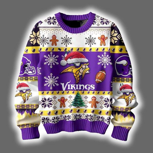 Vikings They Not Like Us Ugly Christmas Sweater 2