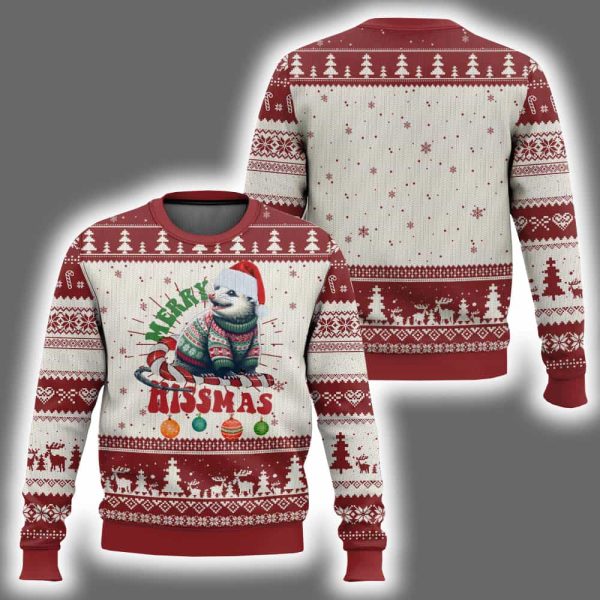 Xmas Opossum Merry Hissmass Ugly Christmas Sweater