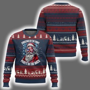 Patriotic Santa Christmas In The Front Party In The Back Ugly Christmas Sweater
