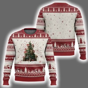 Santa Paw And Claw Cats Xmas Tree Ugly Christmas Sweater