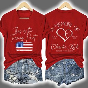 Charlie Kirk This Is The Turning Point In Memory Of Forever In Our Hearts Print T-Shirt