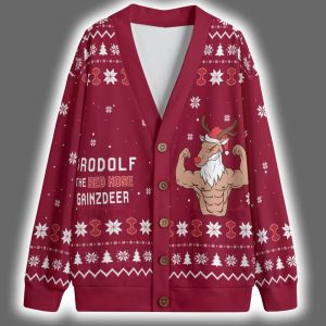 Reindeer The Swoleman Christmas Cardigan