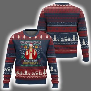 Jesus We Gonna Party Like Its My Birthday Ugly Christmas Sweater 1