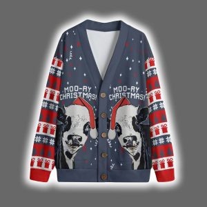Funny Cow Moo-ry Christmas Cardigan
