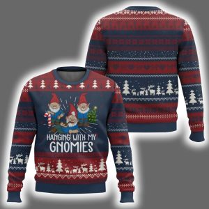 Funny Xmas Garden Hanging With My Gnomies Ugly Christmas Sweater