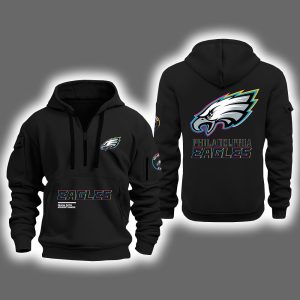 2025 Eagles Crucial Catch Intercept Cancer Quarter Zip Hoodie