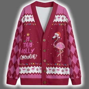 Flamingo Is This Jolly Enough Christmas Cardigan