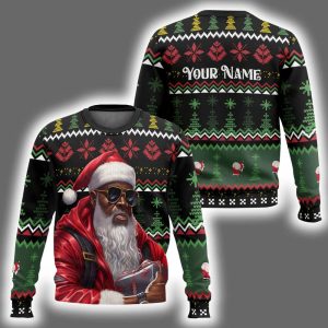 Black Gangster Santa Custom Ugly Christmas Sweater