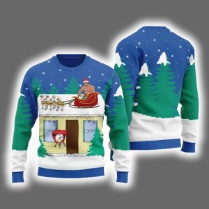 Barry Wood Santa Sleigh Ugly Christmas Sweater