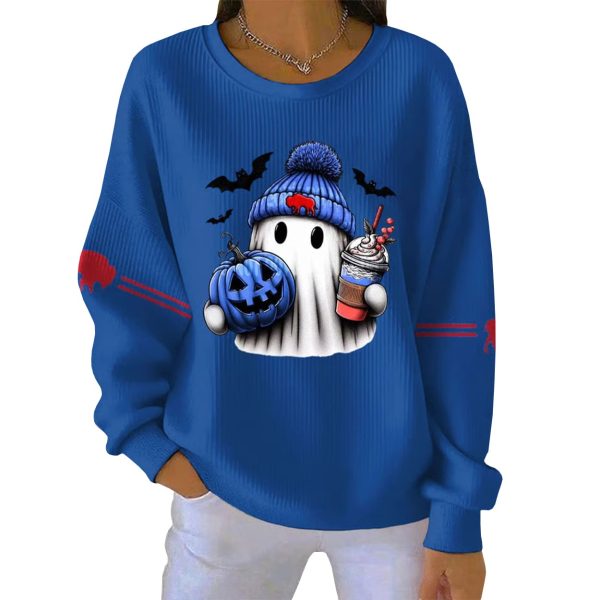 2025 Bills Ghost Halloween Pit Striped Sweatshirt