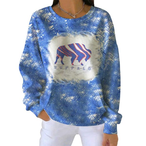 2025 Bills Splatter Pattern Pit Striped Sweatshirt