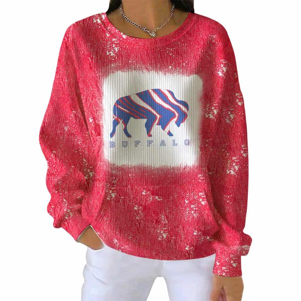 2025 Bills Splatter Pattern Pit Striped Sweatshirt 2