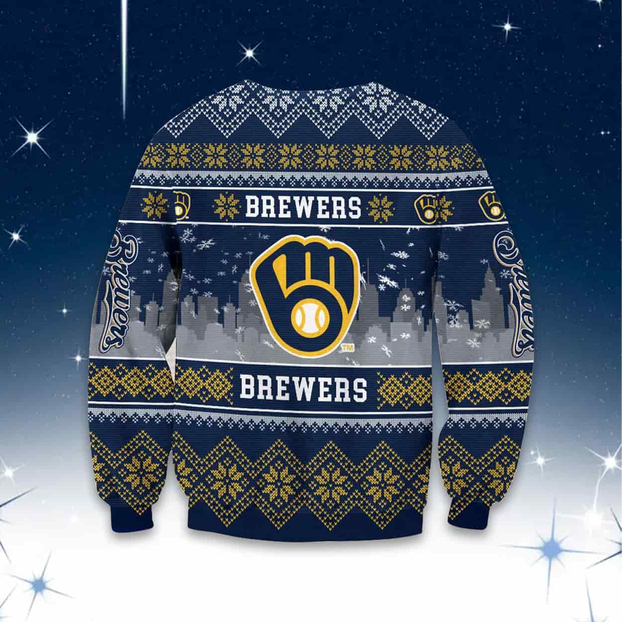 2025 Brewers Skyline Ugly Christmas Sweater 2025 Brewers Skyline Ugly Christmas Sweater
