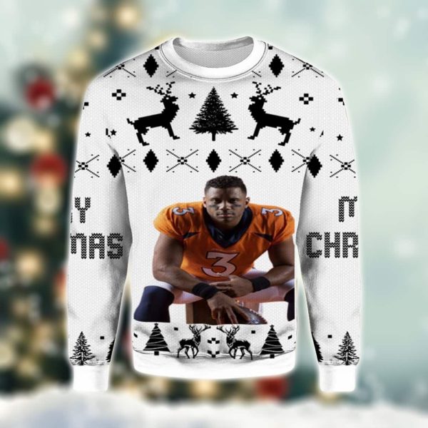 2025 Broncos Russell Wilson Ugly Christmas Sweater 2