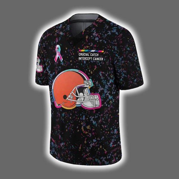 2025 Browns Crucial Catch Intercept Cancer Jersey 2