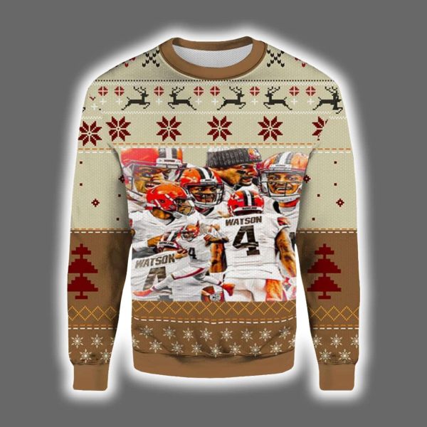 2025 Browns Deshaun Watson Ugly Christmas Sweater