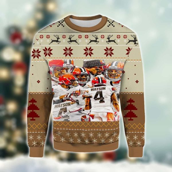 2025 Browns Deshaun Watson Ugly Christmas Sweater 2