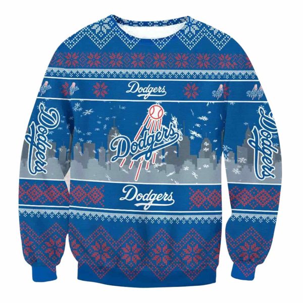 2025 Dodgers Skyline Ugly Christmas Sweater