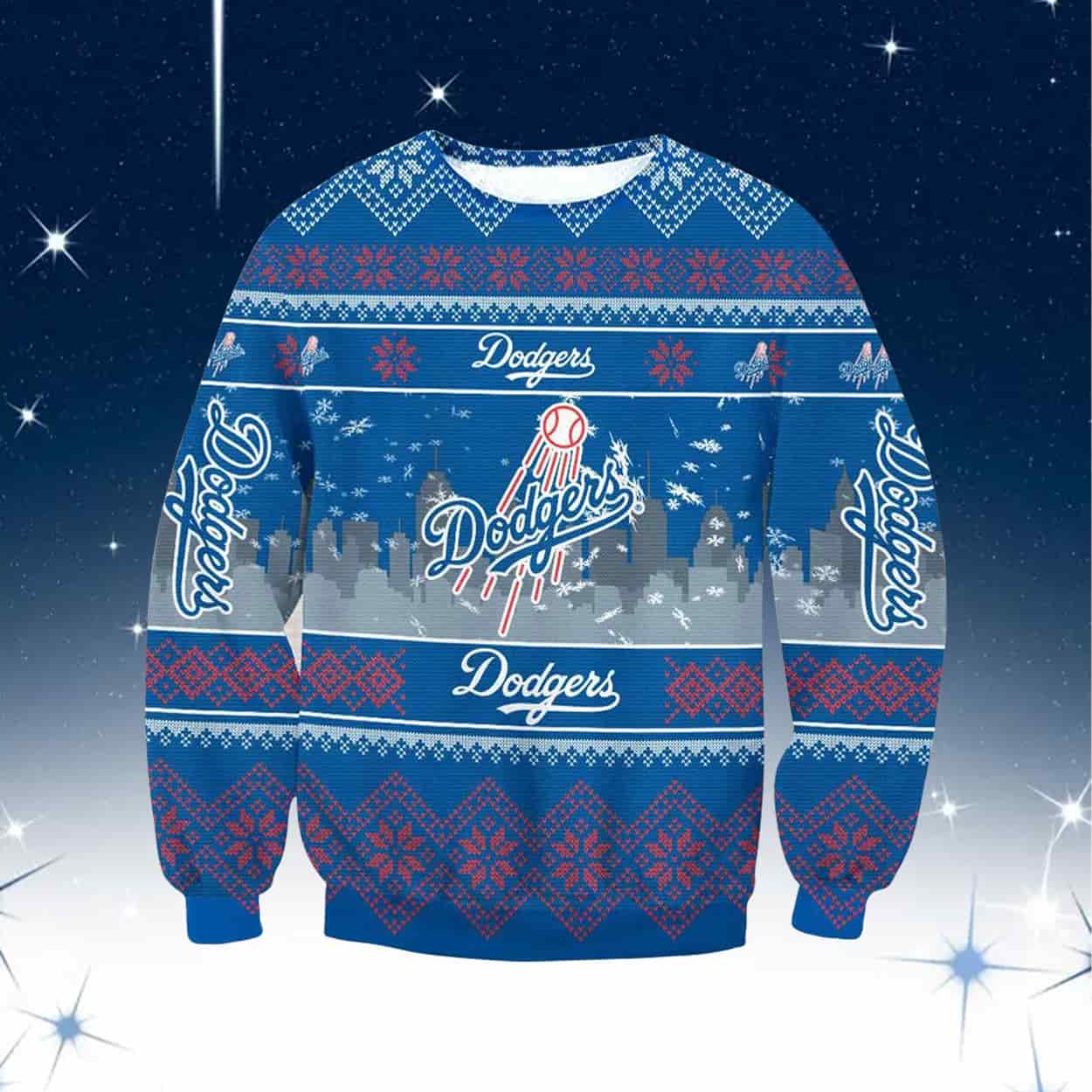 2025 Dodgers Skyline Ugly Christmas Sweater 2025 Dodgers Skyline Ugly Christmas Sweater