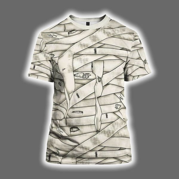 2025 Halloween Mens Halloween Mummy Print Tee 2