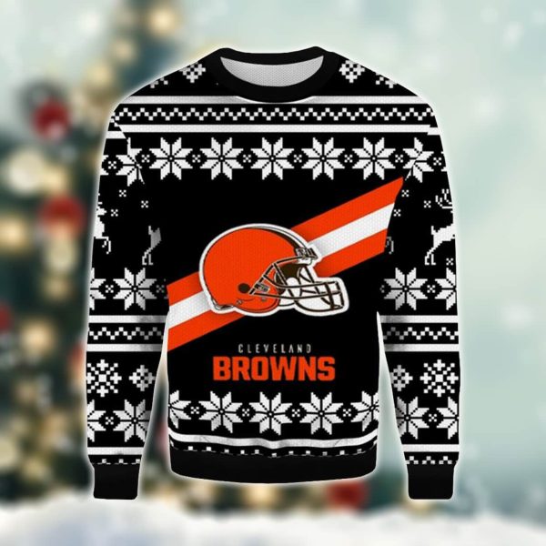 2025 Helmet Browns Ugly Christmas Sweater 2