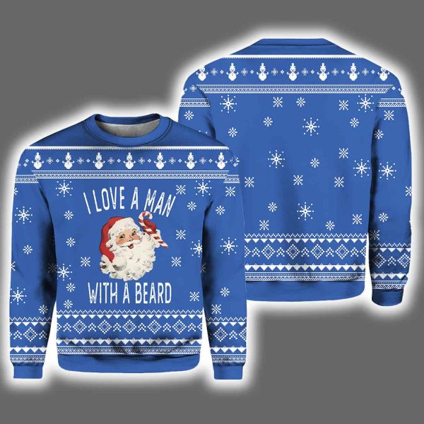 2025 I Love a Man With A Beard Ugly Christmas Sweater