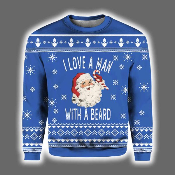 2025 I Love a Man With A Beard Ugly Christmas Sweater 2