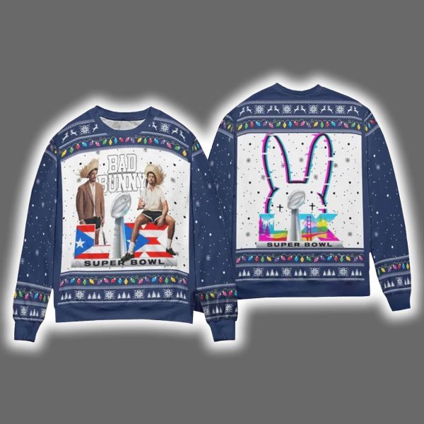 2026 Halftime Show Bad Bunny Ugly Christmas Sweater 4