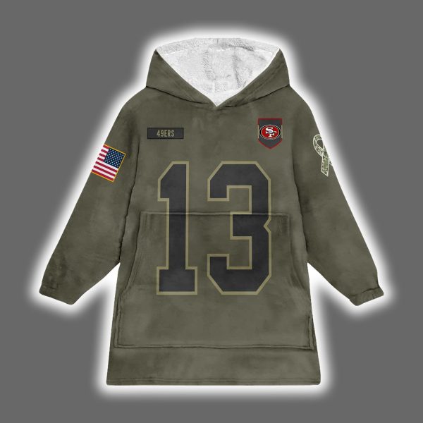49ers Brock Purdy 13 Salute to Service Blanket Hoodie 2