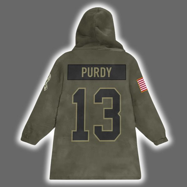 49ers Brock Purdy 13 Salute to Service Blanket Hoodie 3
