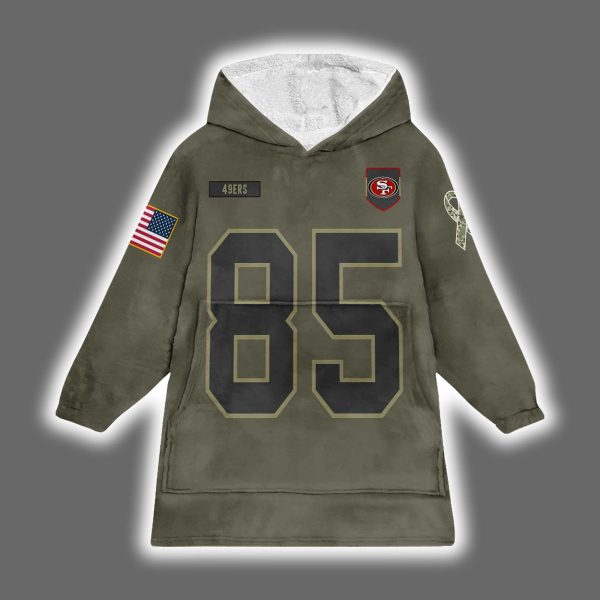 49ers George Kittle 85 Salute to Service Blanket Hoodie 2