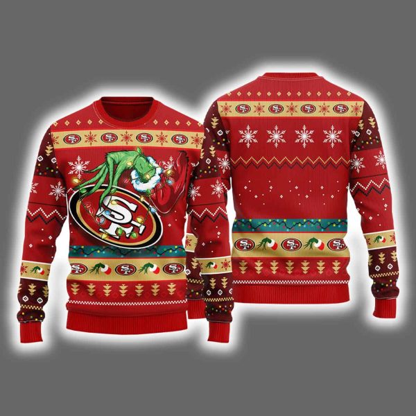 49ers Grnch Hand Ugly Christmas Sweater