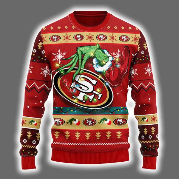 49ers Grnch Hand Ugly Christmas Sweater 2