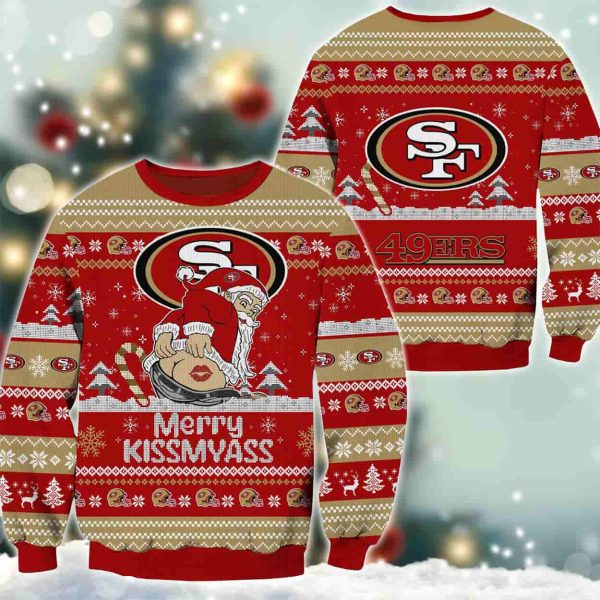 49ers Merry Kissmyass Santa Claus Ugly Christmas Sweater 2