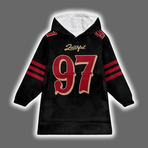49ers Nick Bosa 97 Rivalry Faithful 2025 Blanket Hoodie 2