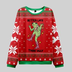 Frog Better Late Than Ugly Christmas Sweater