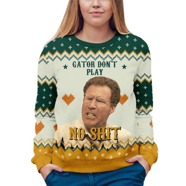 Allen Gamble The Other Guys Gator Dont Play No Shit Ugly Christmas Sweater 2