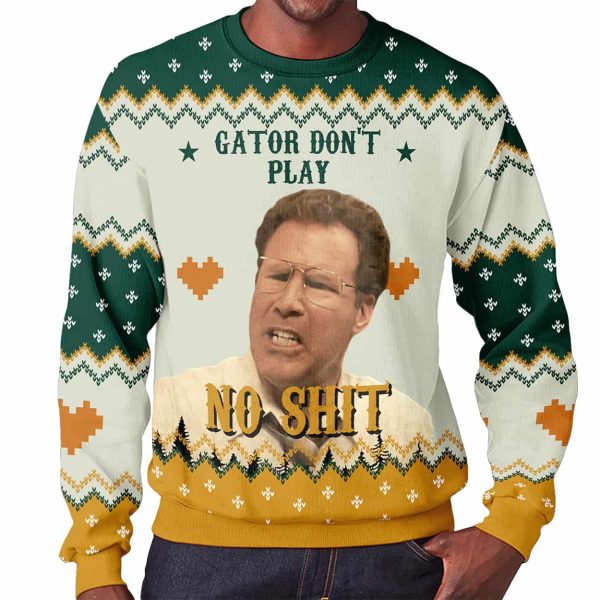 Allen Gamble The Other Guys Gator Dont Play No Shit Ugly Christmas Sweater 3