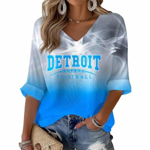 Detroit Football 2025 Gradient Waffle Long Sleeve V-Neck Shirt