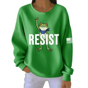 Portland Frog Resist Pit Striped Round-Neck Sweatshirt