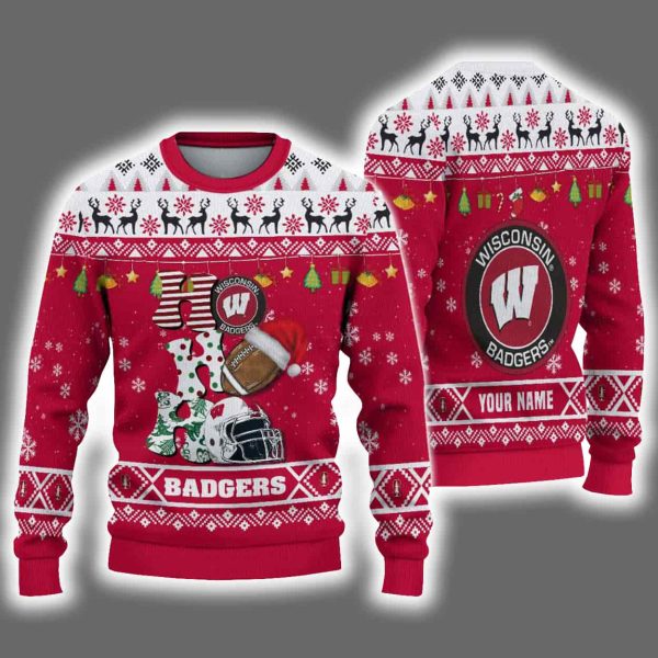Badgers Football HO HO HO Ugly Christmas Sweater
