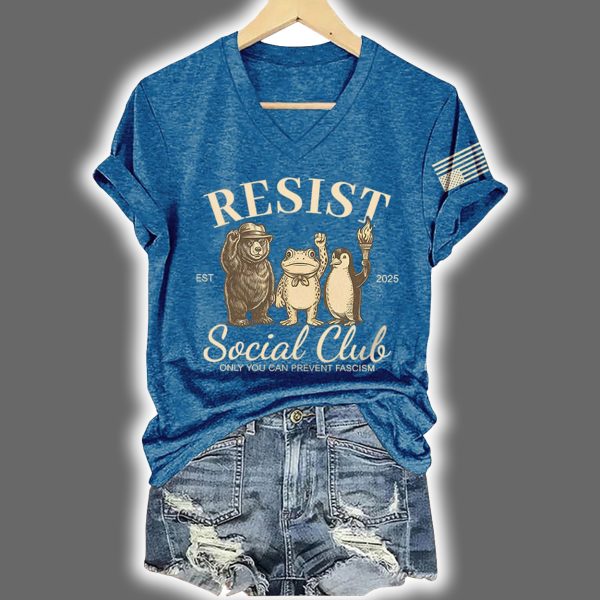 Bear Frog Penguin Portland Frog Resist Social Club Only You Can Prevent Fascism Print T-Shirt
