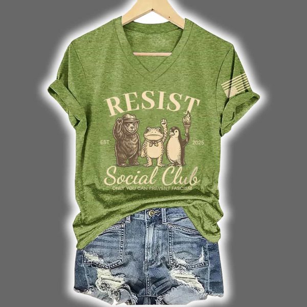 Bear Frog Penguin Portland Frog Resist Social Club Only You Can Prevent Fascism Print T Shirt 3