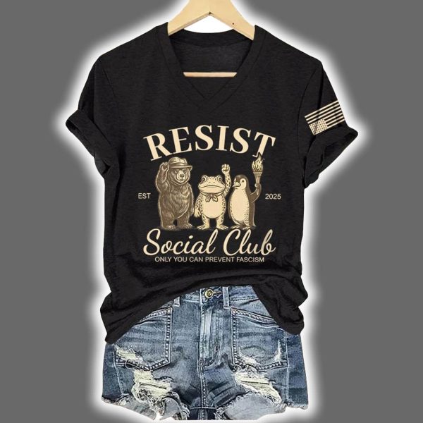 Bear Frog Penguin Portland Frog Resist Social Club Only You Can Prevent Fascism Print T Shirt 4