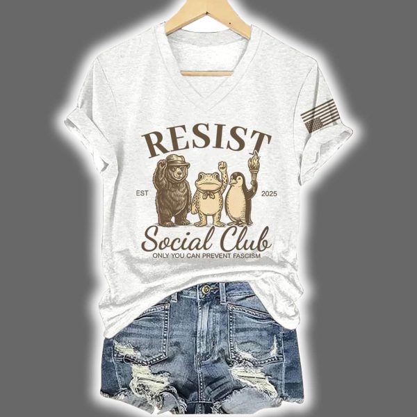 Bear Frog Penguin Portland Frog Resist Social Club Only You Can Prevent Fascism Print T Shirt 5