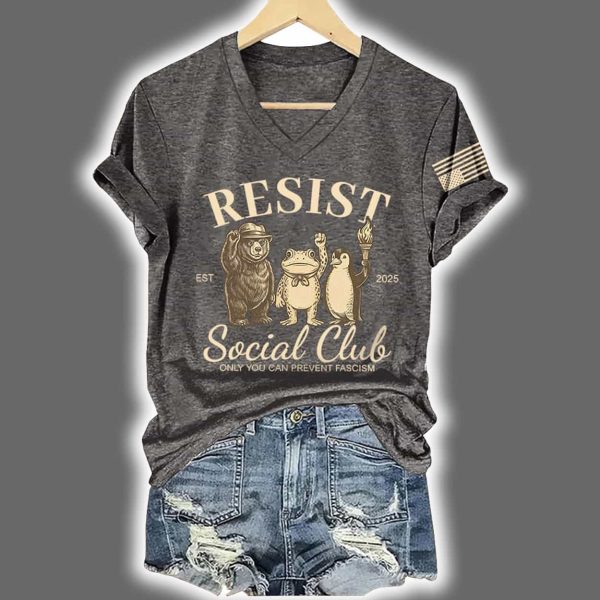 Bear Frog Penguin Portland Frog Resist Social Club Only You Can Prevent Fascism Print T Shirt 6