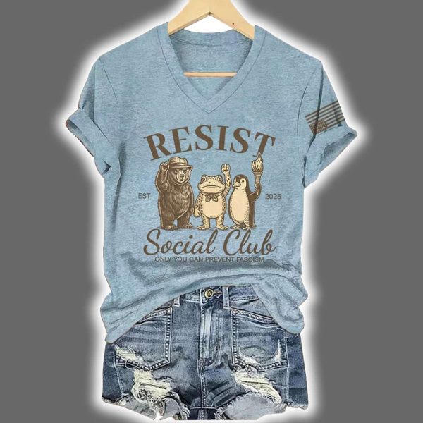 Bear Frog Penguin Portland Frog Resist Social Club Only You Can Prevent Fascism Print T Shirt 7